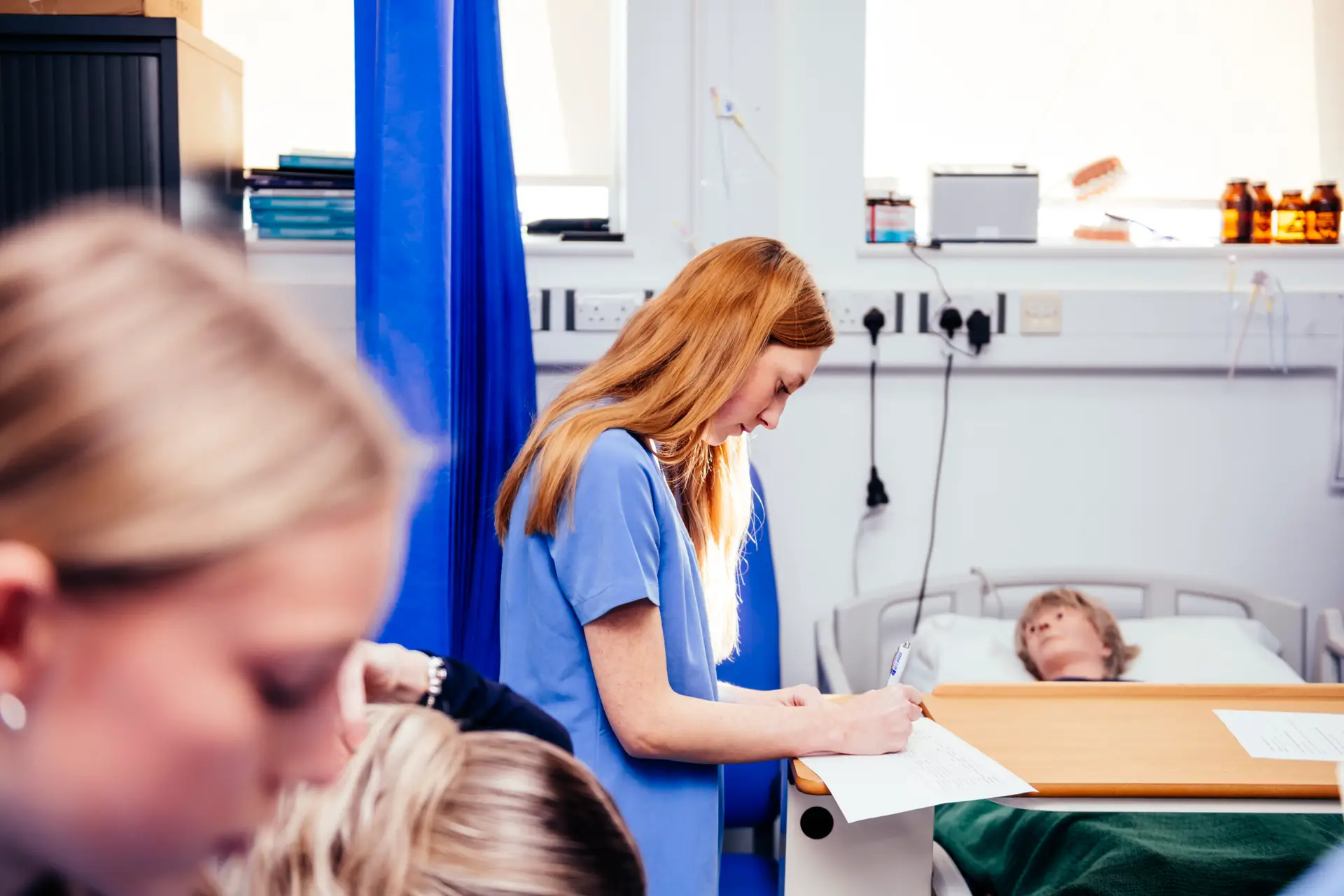 Health students making notes