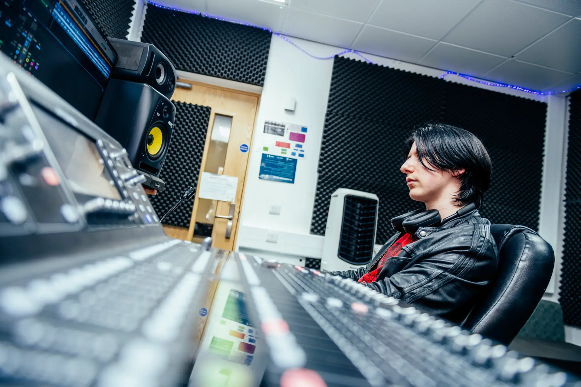Student at mixing desk