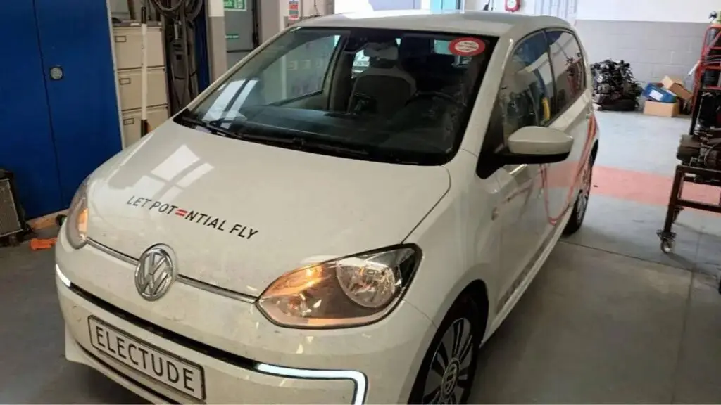 white electric car parked