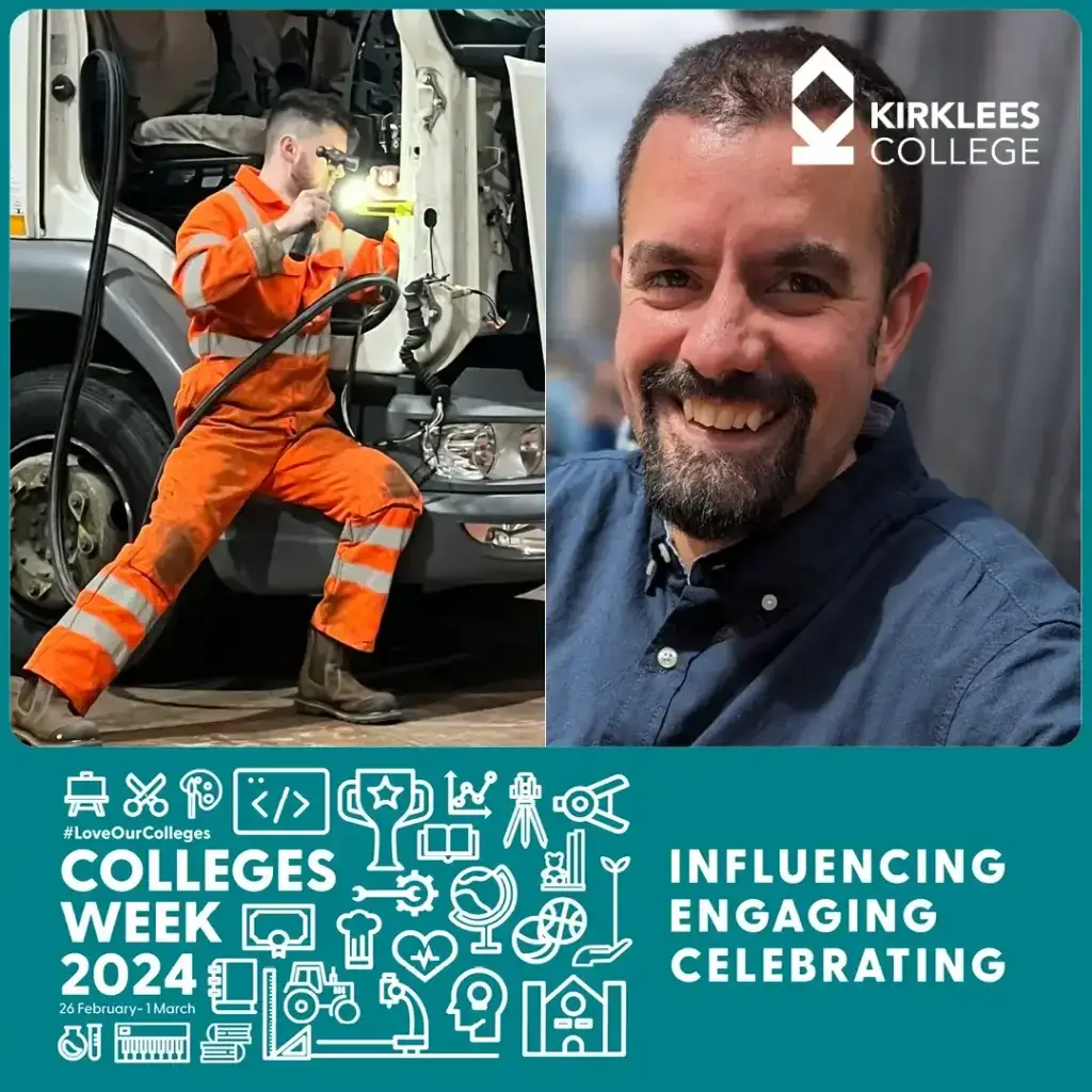 collage of two men one working on vehcile and one smiling at camera