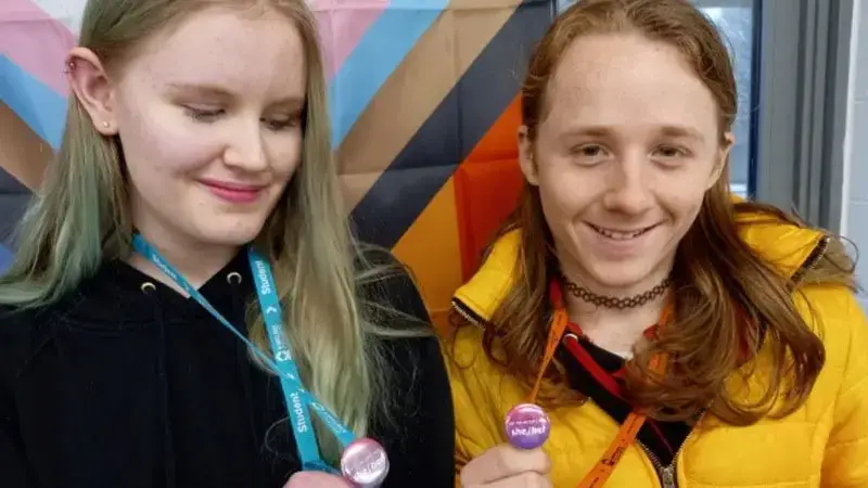 two girls with their badges