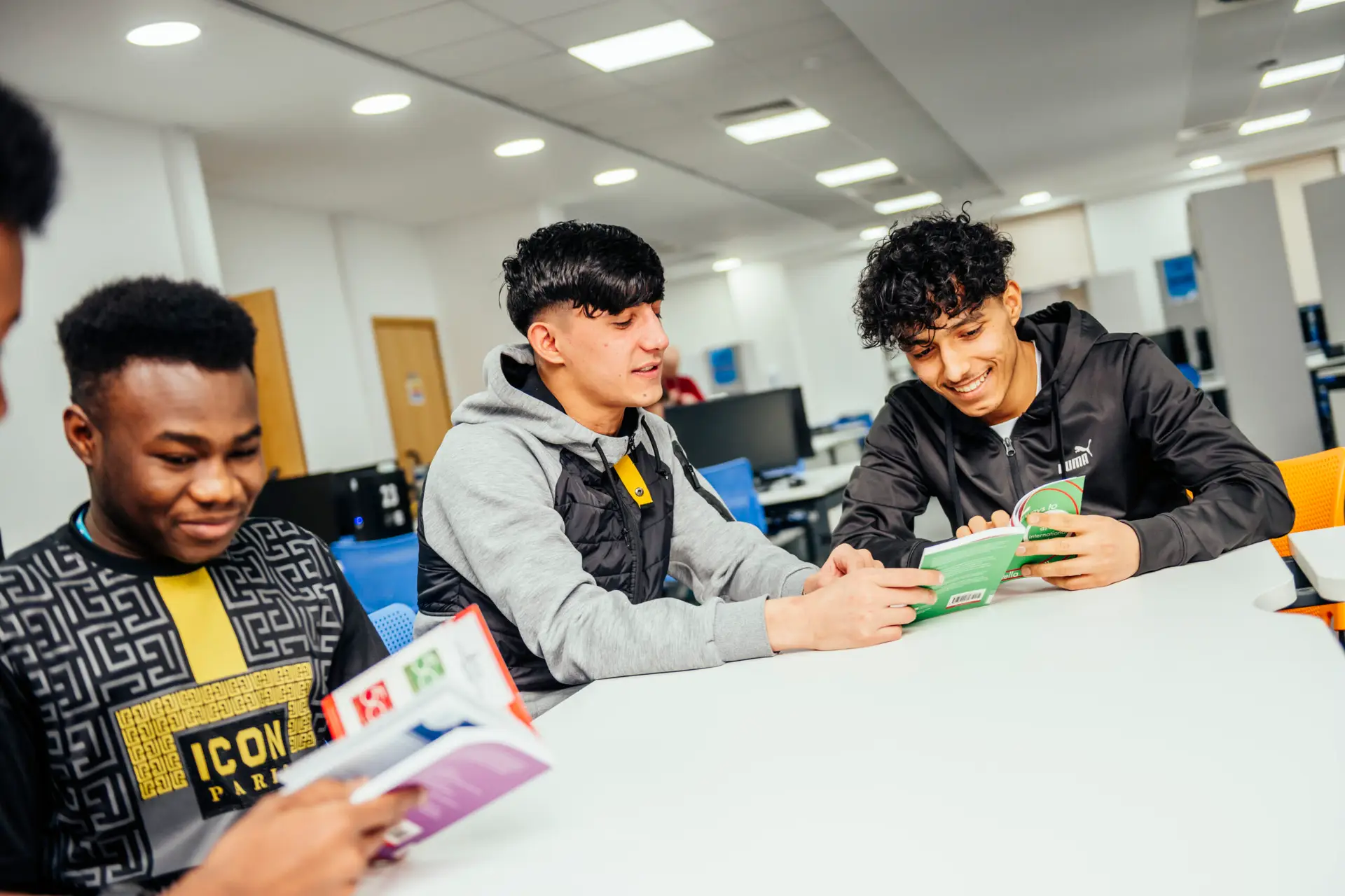 Students in group reading