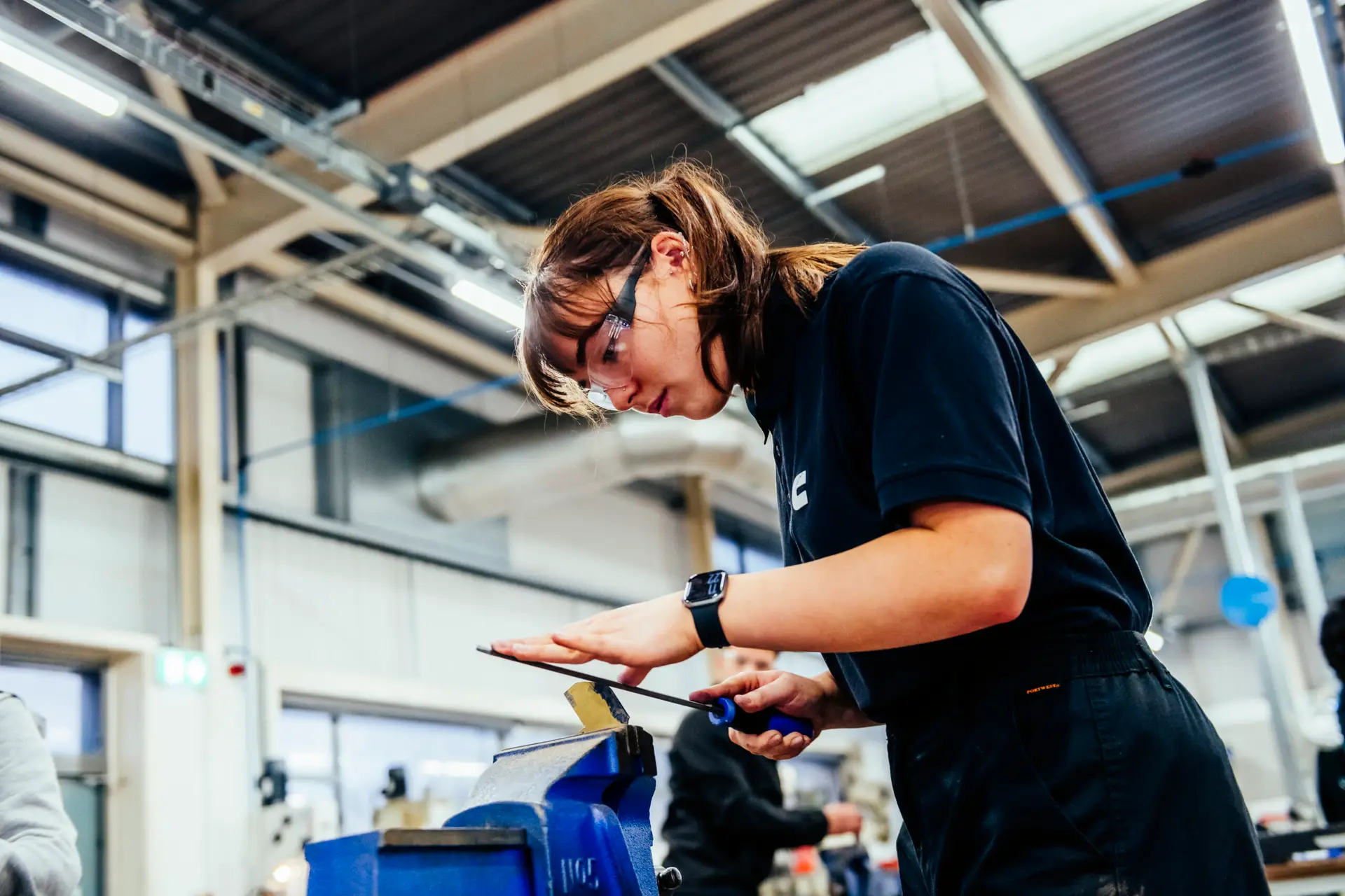 Engineering student in workshop