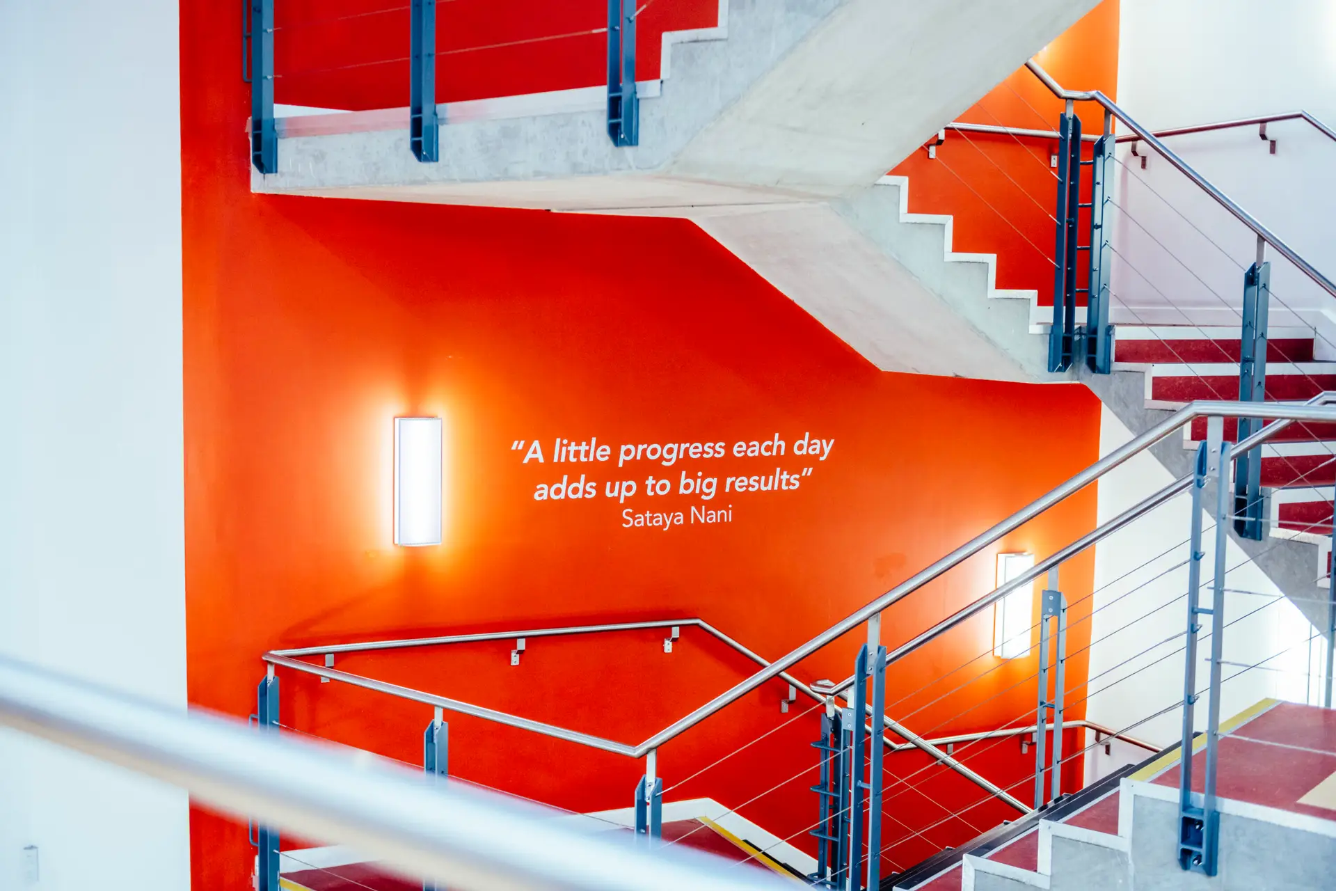 Wall art with the words "A little progress each day adds up to big results."
