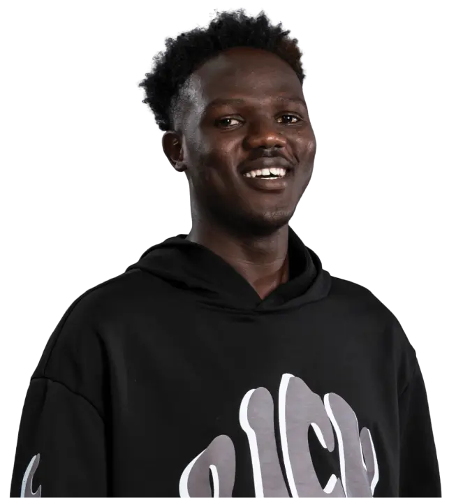 Smiling face guy wearing black hoodie