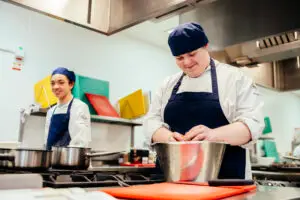 students in kitchen