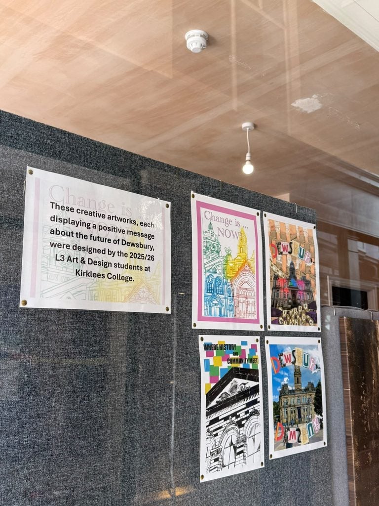 kirklees college artwork on display at the arcade in Dewsbury