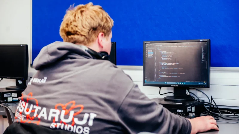 Boy doing coding